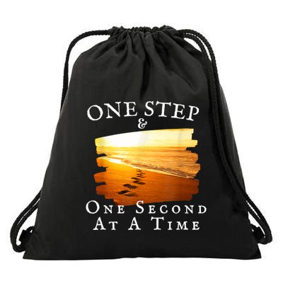 One Step And One Second At A Time Faith In God Drawstring Bag
