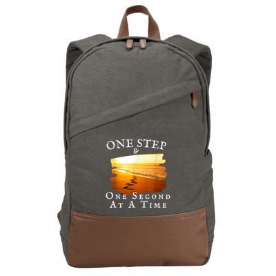 One Step And One Second At A Time Faith In God Cotton Canvas Backpack