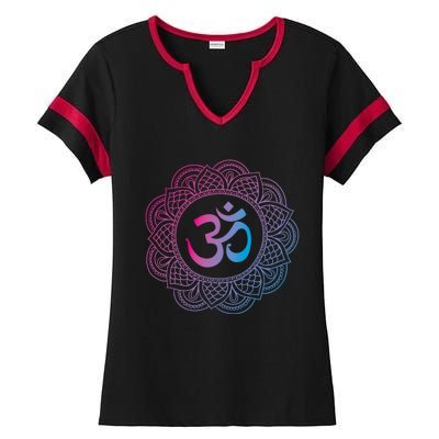 Om Symbol Aum Ohm Hindu Dala Yoga Meditation Namaste Gift Ladies Halftime Notch Neck Tee