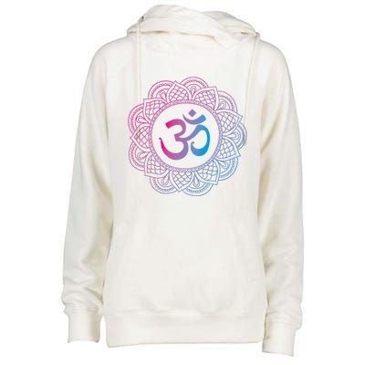 Om Symbol Aum Ohm Hindu Dala Yoga Meditation Namaste Gift Womens Funnel Neck Pullover Hood