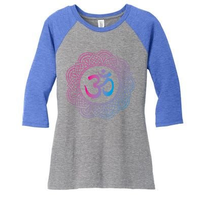 Om Symbol Aum Ohm Hindu Dala Yoga Meditation Namaste Gift Women's Tri-Blend 3/4-Sleeve Raglan Shirt