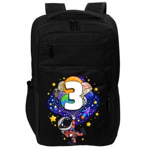 Outer Space Astronaut 3rd Birthday Boy 3 Year Old Three Funny Gift Impact Tech Backpack