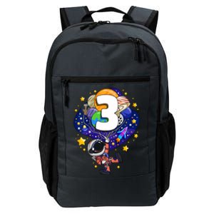 Outer Space Astronaut 3rd Birthday Boy 3 Year Old Three Funny Gift Daily Commute Backpack