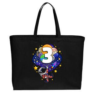 Outer Space Astronaut 3rd Birthday Boy 3 Year Old Three Funny Gift Cotton Canvas Jumbo Tote