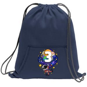 Outer Space Astronaut 3rd Birthday Boy 3 Year Old Three Funny Gift Sweatshirt Cinch Pack Bag