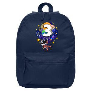 Outer Space Astronaut 3rd Birthday Boy 3 Year Old Three Funny Gift 16 in Basic Backpack