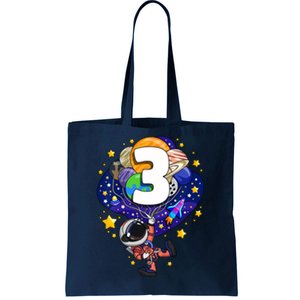 Outer Space Astronaut 3rd Birthday Boy 3 Year Old Three Funny Gift Tote Bag