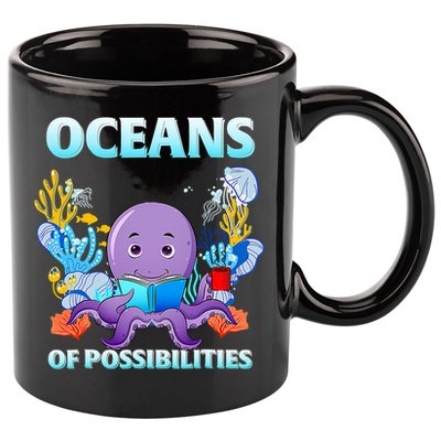 Octopus Sea Animal Summer Reading Oceans Of Possibilities Gift 11oz C Handle Ceramic Mug