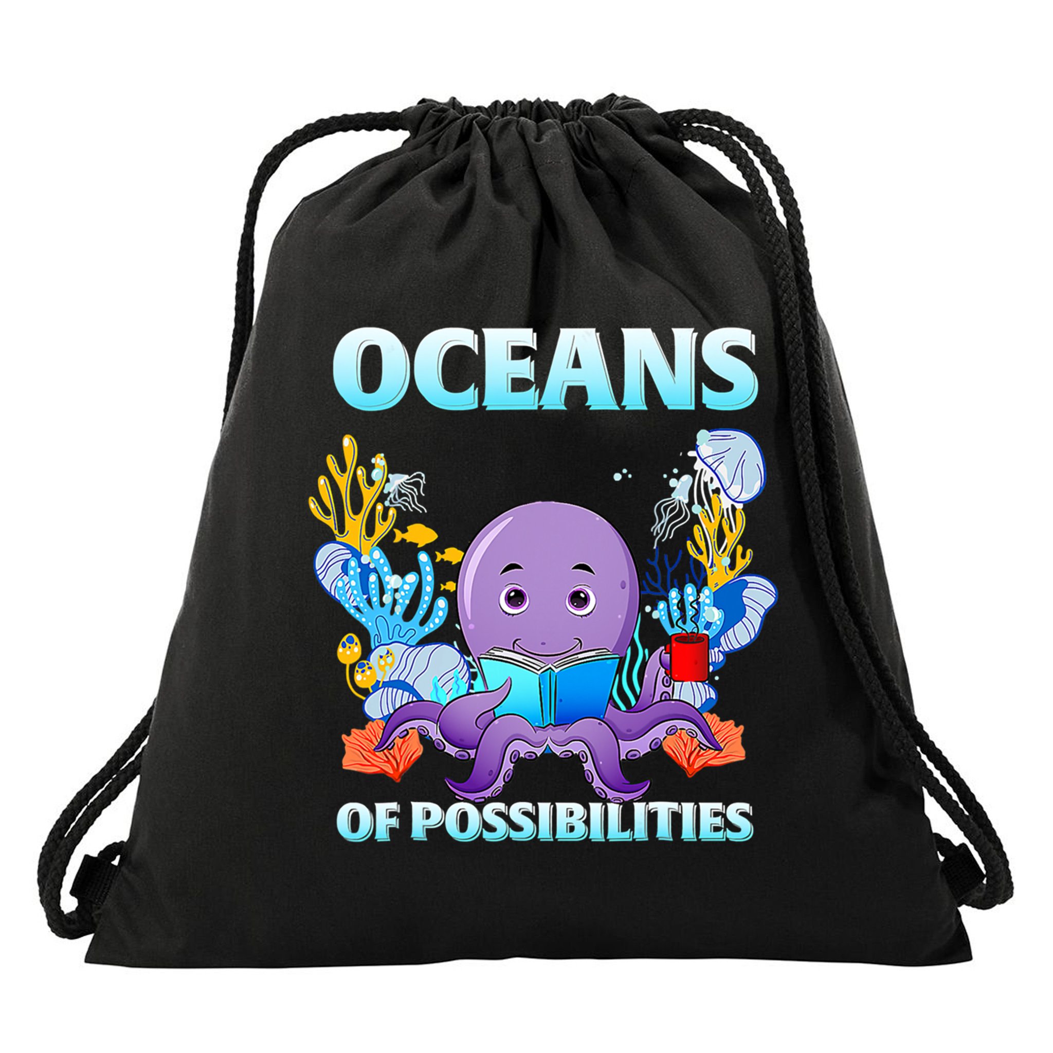 Octopus Sea Animal Summer Reading Oceans Of Possibilities Gift Drawstring Bag