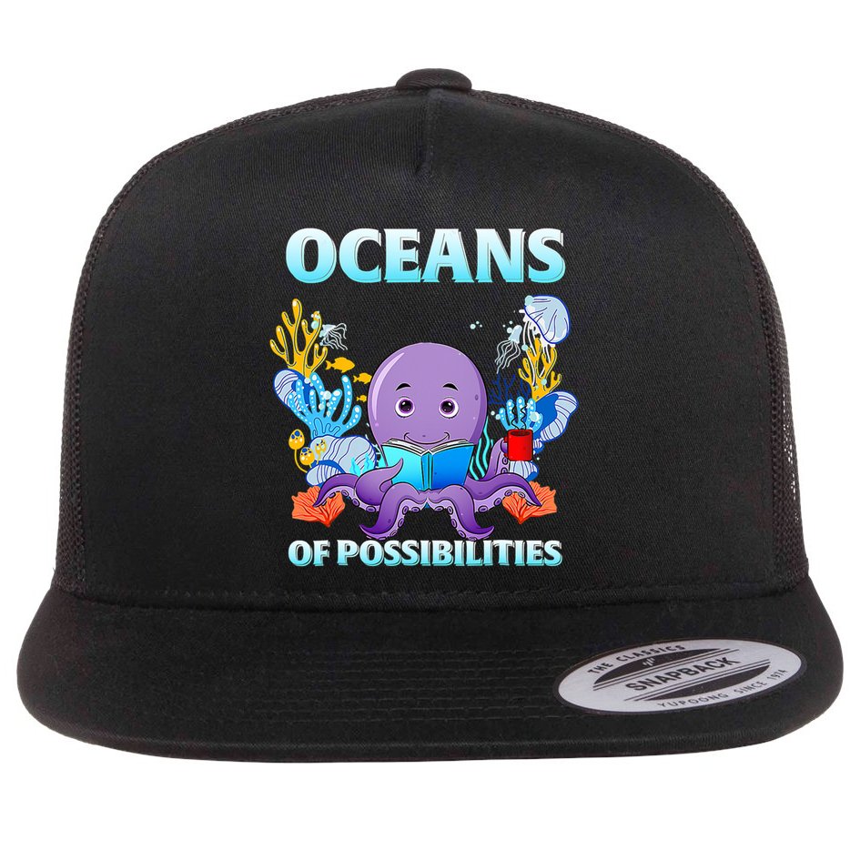 Octopus Sea Animal Summer Reading Oceans Of Possibilities Gift Flat Bill Trucker Hat