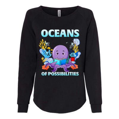 Octopus Sea Animal Summer Reading Oceans Of Possibilities Gift Womens California Wash Sweatshirt