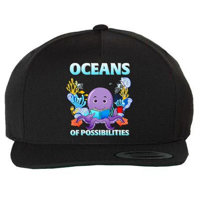 Octopus Sea Animal Summer Reading Oceans Of Possibilities Gift Wool Snapback Cap