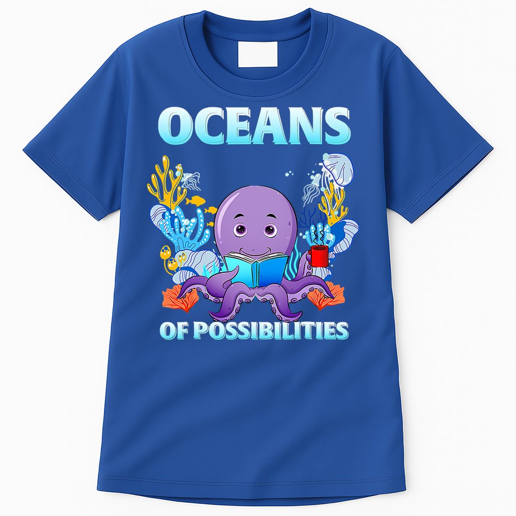 Octopus Sea Animal Summer Reading Oceans Of Possibilities Gift Tall T-Shirt