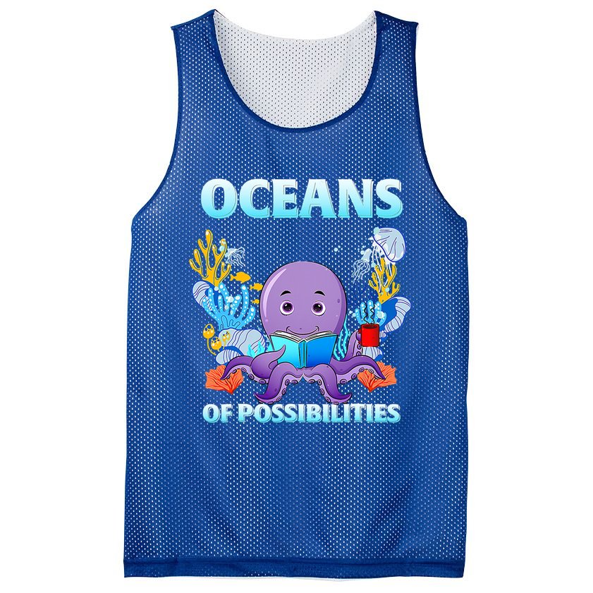 Octopus Sea Animal Summer Reading Oceans Of Possibilities Gift Mesh Reversible Basketball Jersey Tank