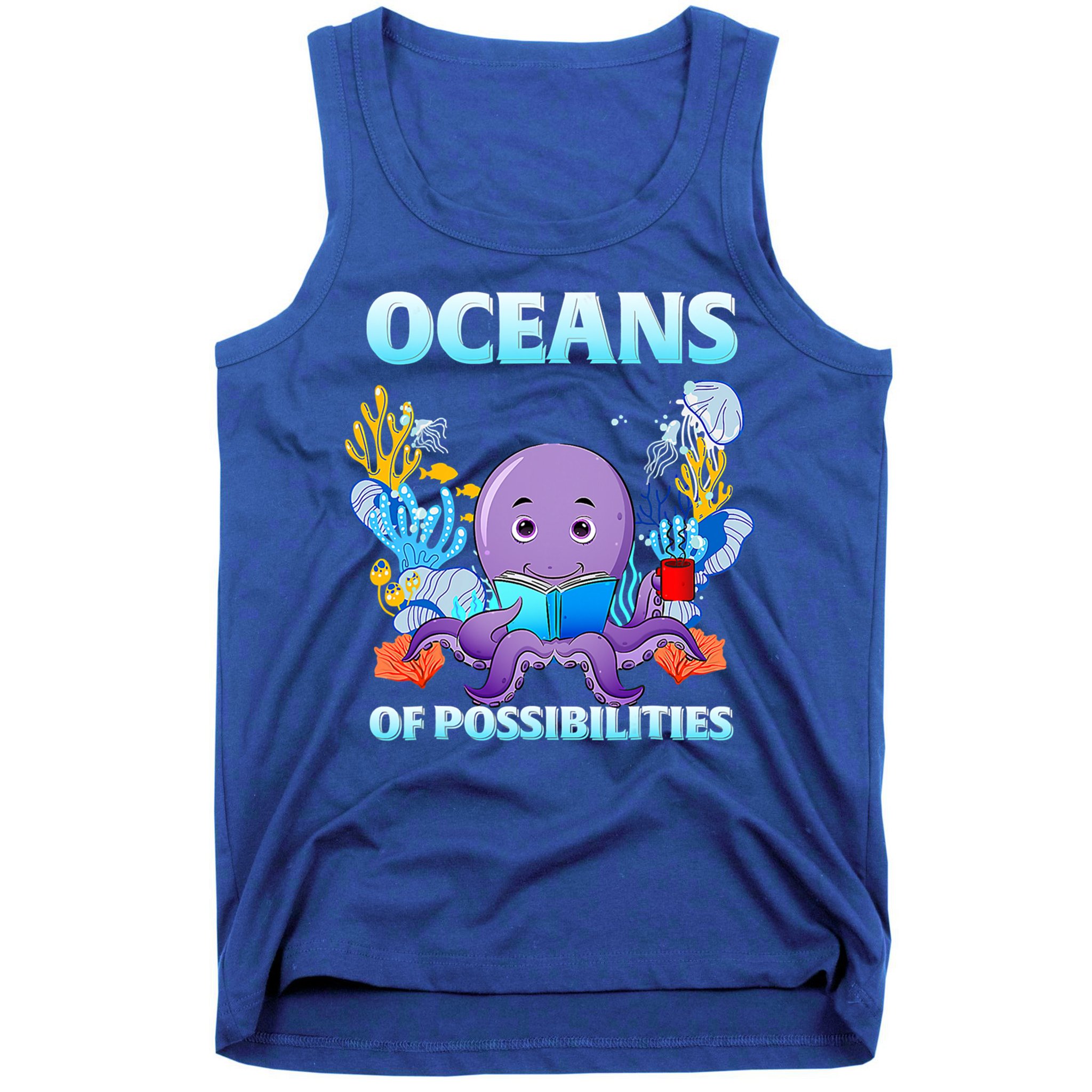 Octopus Sea Animal Summer Reading Oceans Of Possibilities Gift Tank Top