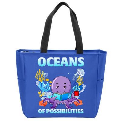Octopus Sea Animal Summer Reading Oceans Of Possibilities Gift Zip Tote Bag