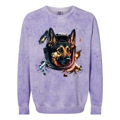 Outer Space Alsatian On Galaxy Astronaut Ger Shepherd Gift Colorblast Crewneck Sweatshirt