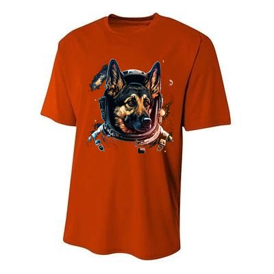 Outer Space Alsatian On Galaxy Astronaut Ger Shepherd Gift Performance Sprint T-Shirt