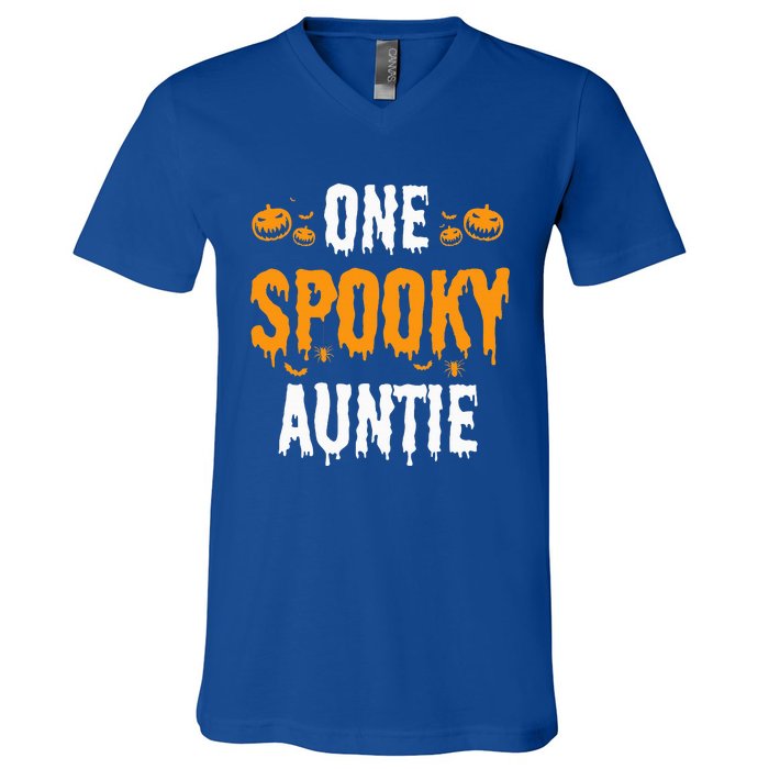 One Spooky Auntie Aunt Matching Family Halloween V-Neck T-Shirt