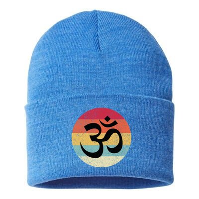 Om Symbol Aum Ohm Hindu Zen Tantra Yoga Day Namaste Cool Gift Sustainable Knit Beanie