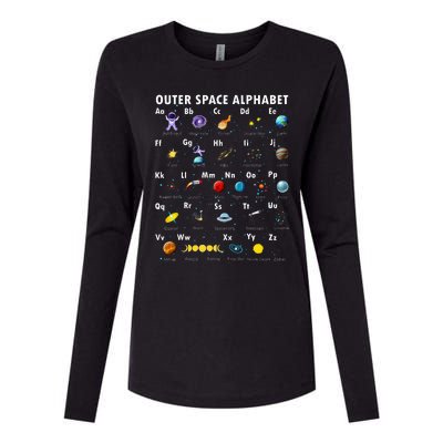 Outer Space Alphabet Kindergarten Teachers Womens Cotton Relaxed Long Sleeve T-Shirt