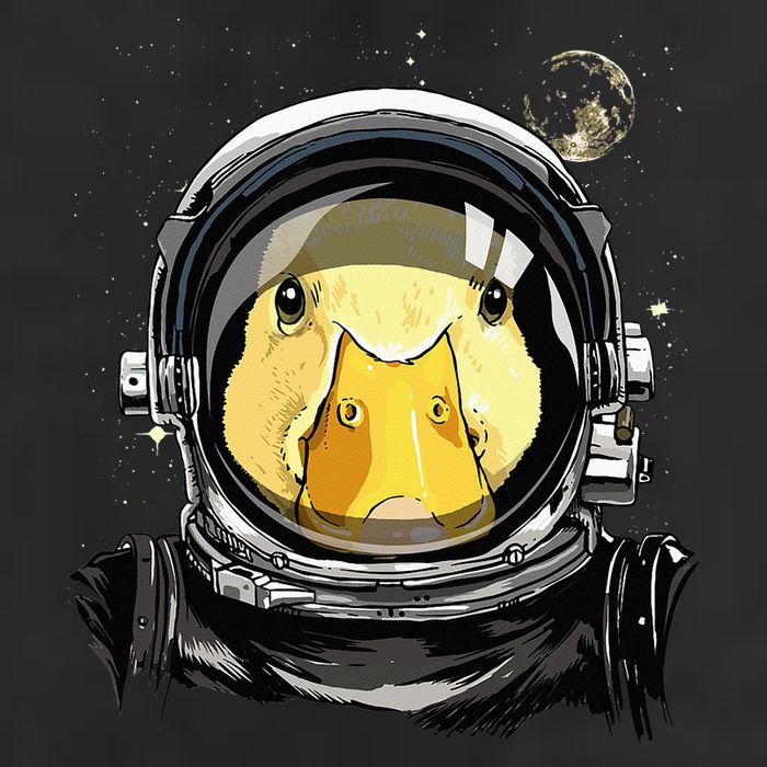 Outer Space Astronaut Duck Face Galaxy Waterfowl Hunting 7 Panel Mesh Trucker Snapback Hat