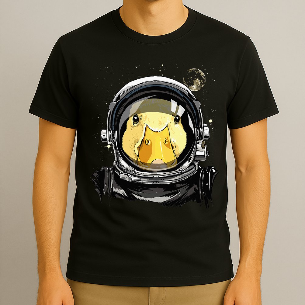 Outer Space Astronaut Duck Face Galaxy Waterfowl Hunting T-Shirt