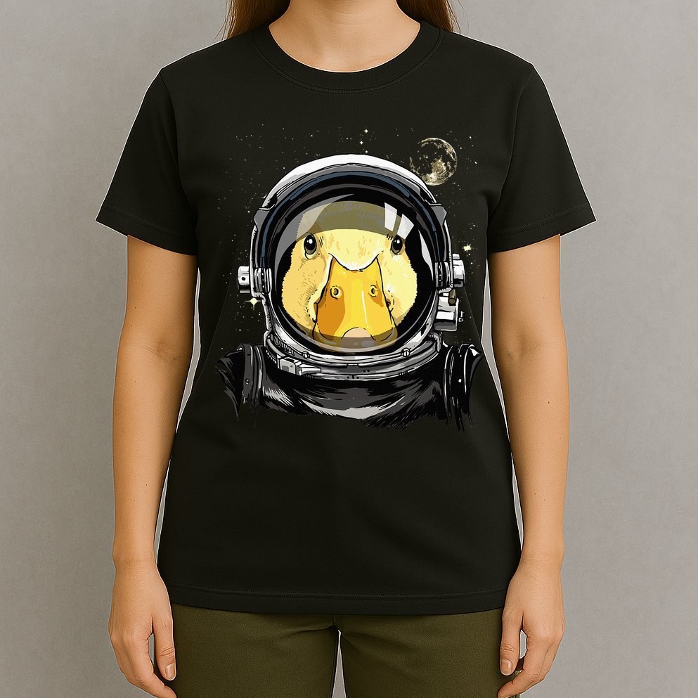 Outer Space Astronaut Duck Face Galaxy Waterfowl Hunting T-Shirt