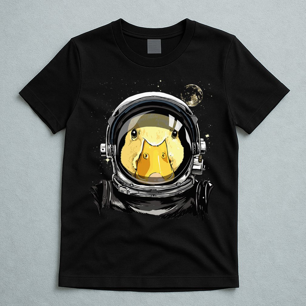 Outer Space Astronaut Duck Face Galaxy Waterfowl Hunting T-Shirt