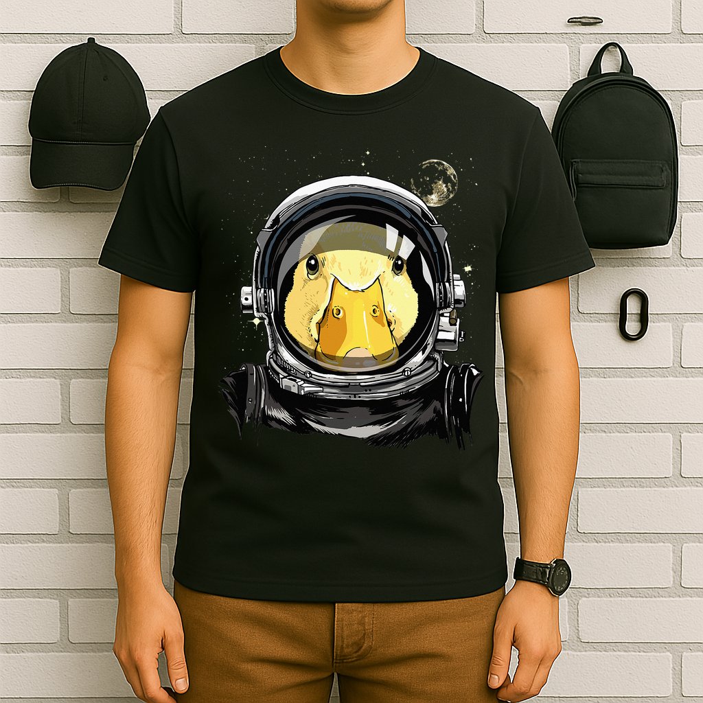 Outer Space Astronaut Duck Face Galaxy Waterfowl Hunting T-Shirt