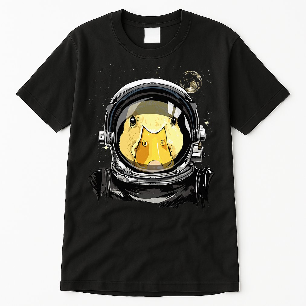 Outer Space Astronaut Duck Face Galaxy Waterfowl Hunting Tall T-Shirt