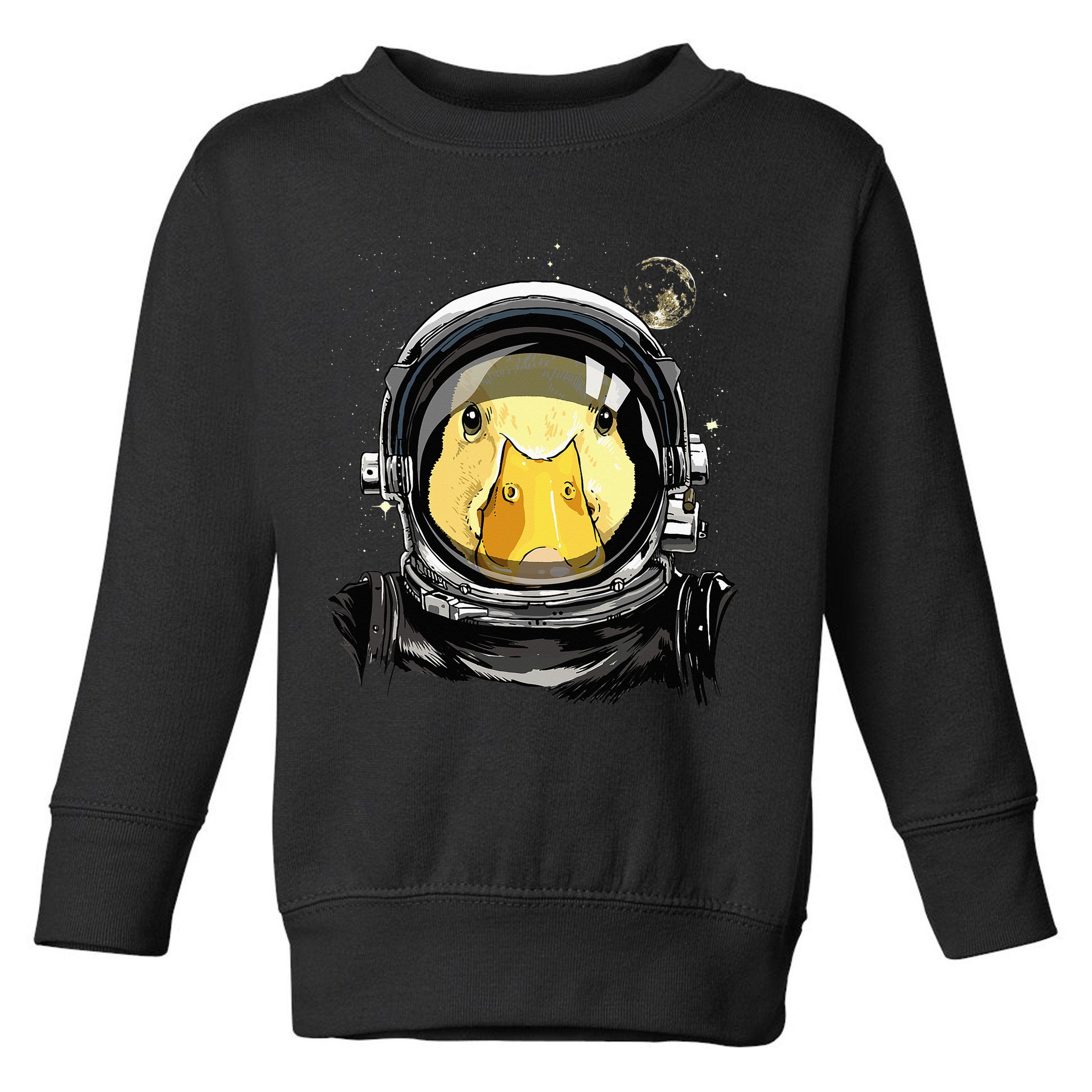 Outer Space Astronaut Duck Face Galaxy Waterfowl Hunting Toddler Sweatshirt