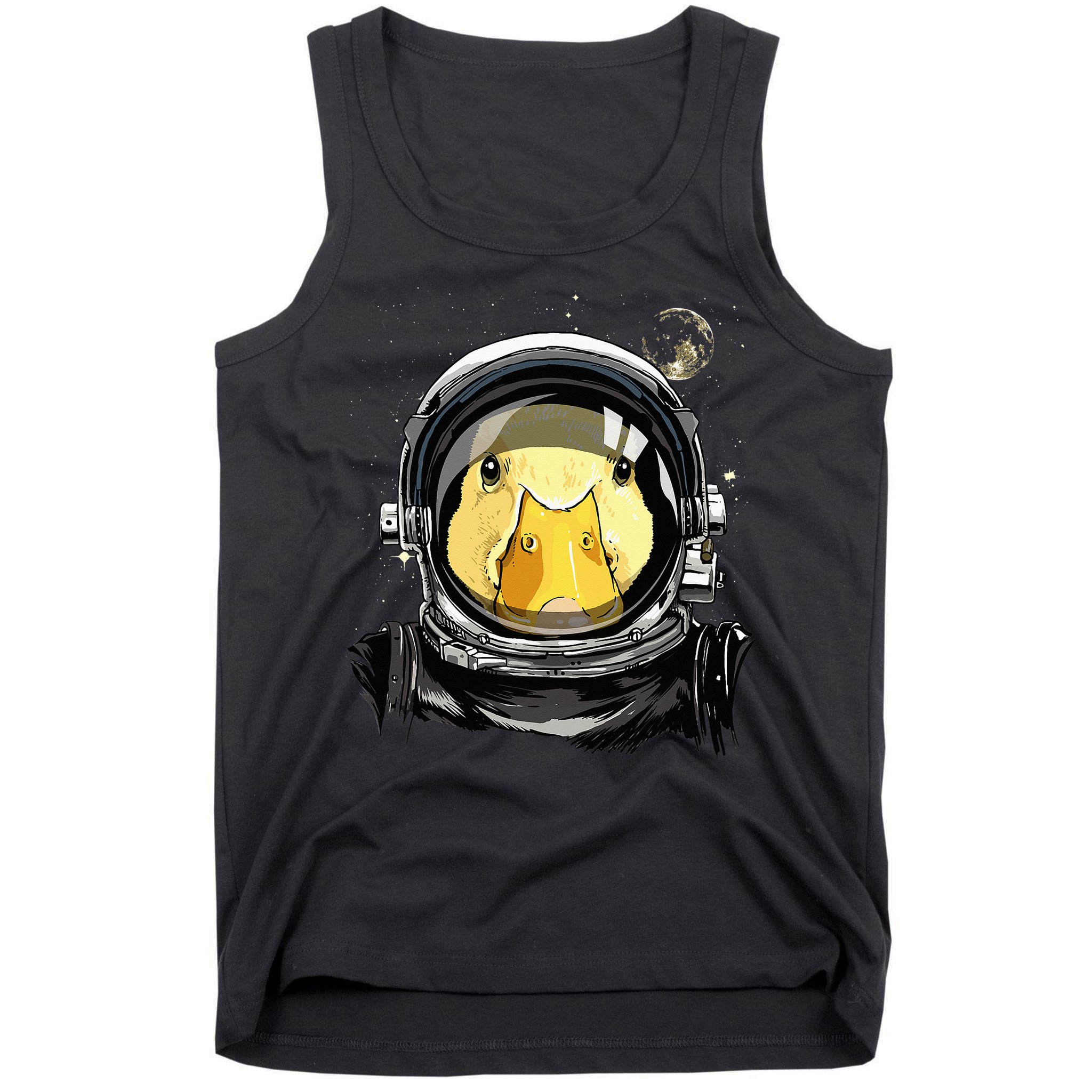 Outer Space Astronaut Duck Face Galaxy Waterfowl Hunting Tank Top