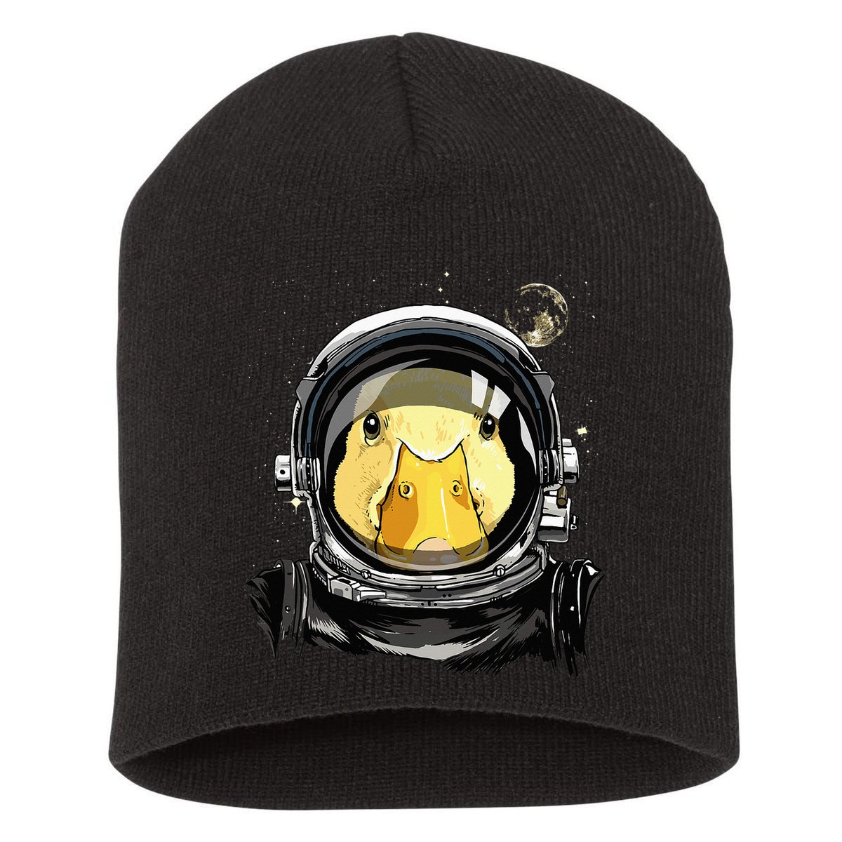 Outer Space Astronaut Duck Face Galaxy Waterfowl Hunting Short Acrylic Beanie