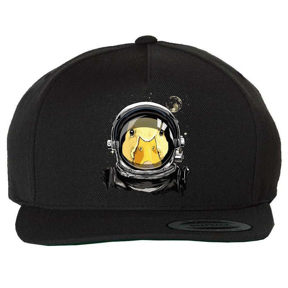 Outer Space Astronaut Duck Face Galaxy Waterfowl Hunting Wool Snapback Cap