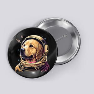 Outer Space Astronaut Golden Retriever Lover Dog Lover Button