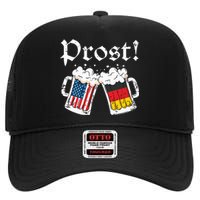 Oktoberfest Shirts American German Flag Beer Prost High Crown Mesh Back Trucker Hat