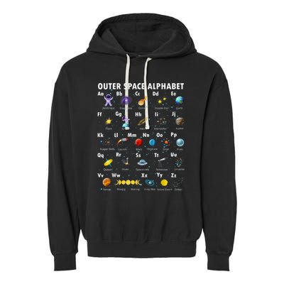 Outer Space Alphabet Kindergarten Teachers 1st Day Of School Garment-Dyed Fleece Hoodie