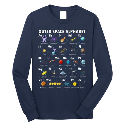 Outer Space Alphabet Kindergarten Teachers 1st Day Of School Long Sleeve Shirt