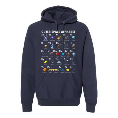 Outer Space Alphabet Kindergarten Teachers 1st Day Of School Premium Hoodie