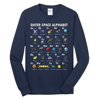 Outer Space Alphabet Kindergarten Teachers 1st Day Of School Tall Long Sleeve T-Shirt