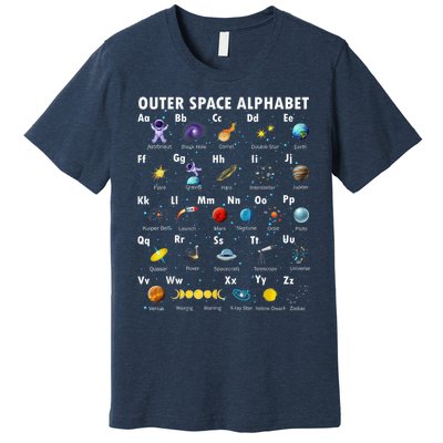 Outer Space Alphabet Kindergarten Teachers 1st Day Of School Premium T-Shirt