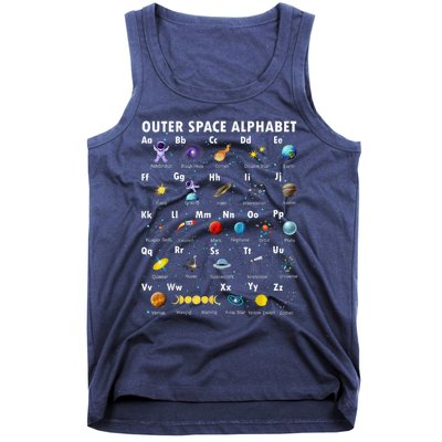 Outer Space Alphabet Kindergarten Teachers 1st Day Of School Tank Top