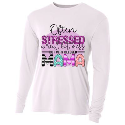 Often Stressed A Real Hot Mess But Very Blessed Mama Mother's Day Cooling Performance Long Sleeve Crew