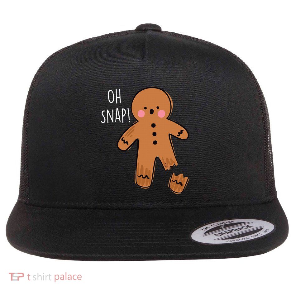 Oh Snap Broken Leg Injury Broken Bones Hospital Gingerbread Flat Bill Trucker Hat
