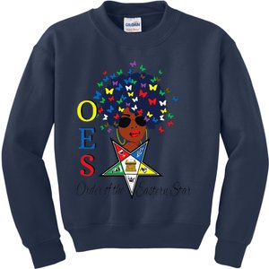 OES Sister Butterfly Afro Hair The Eastern Star Mother's Day Kids Sweatshirt