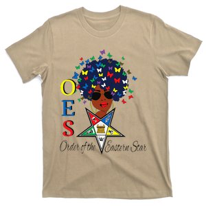 OES Sister Butterfly Afro Hair The Eastern Star Mother's Day T-Shirt