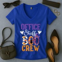 O.ffice Staff Boo Crew Matching Autumn Halloween Costume Women's V-Neck T-Shirt