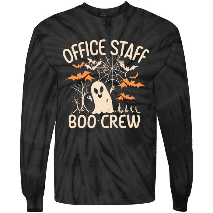 Office Staff Boo Crew Funny Halloween Tie-Dye Long Sleeve Shirt