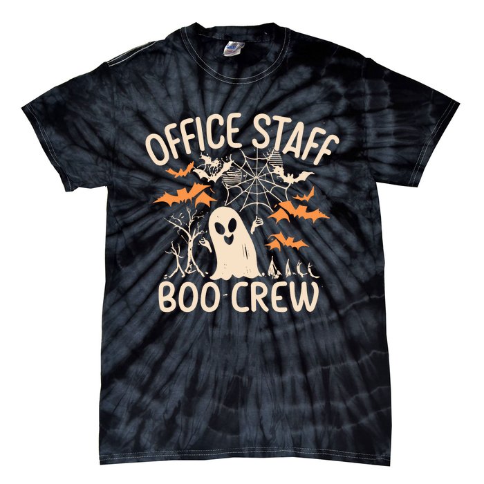 Office Staff Boo Crew Funny Halloween Tie-Dye T-Shirt